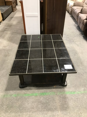 Black Tile Top Coffee Table With Wooden Frame