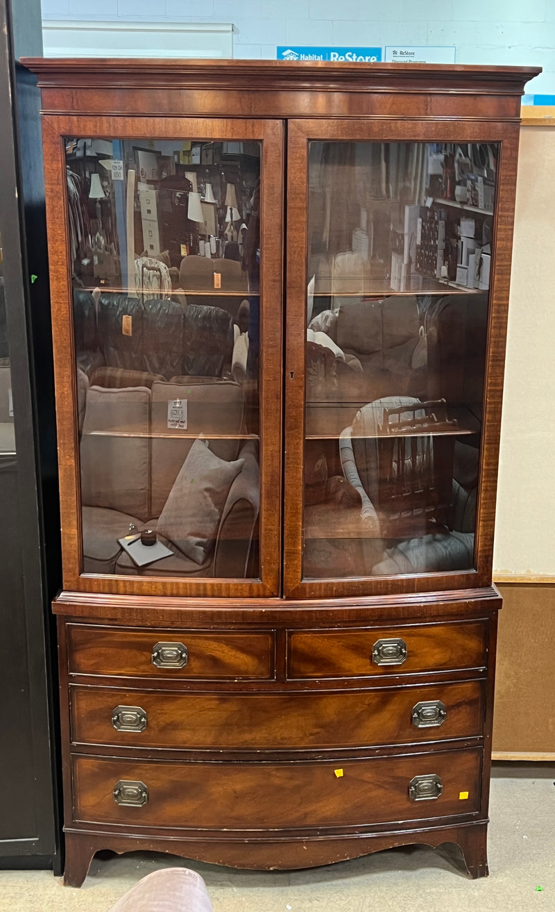 Classic Mahogany Bow-Front China Cabinet