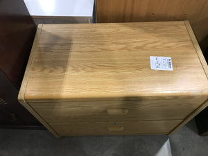 Wooden Tanned Filing Cabinet With 2 Drawers