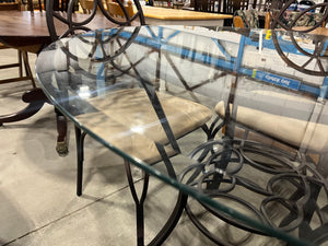 Glass Top Table with Metal Base + 4 Chairs