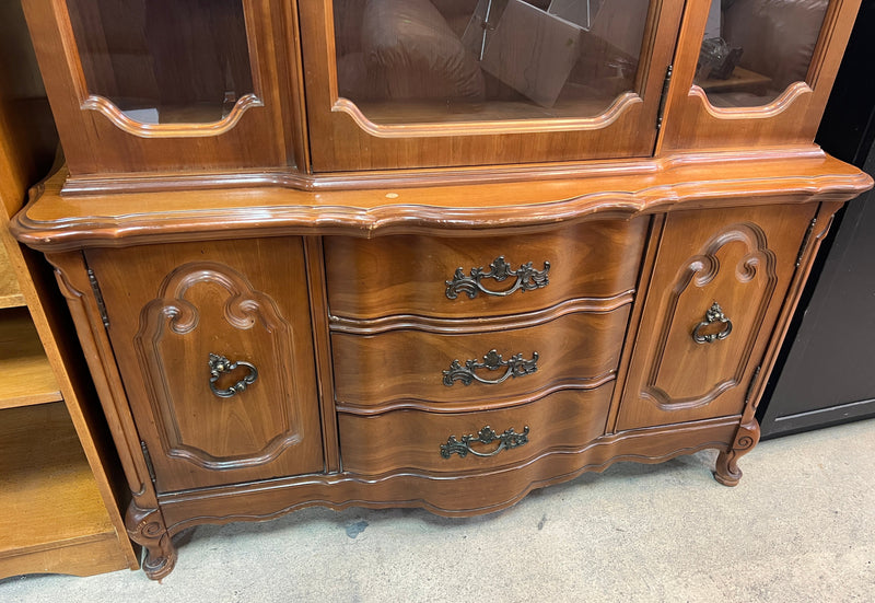 Vintage French Provincial Two-Piece China Cabinet