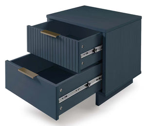 Manhattan Comfort Granville Modern Nightstand 2.0 with 2 Full Extension Drawers in Midnight Blue