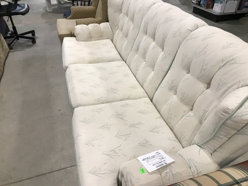 White & Light Green Floral 3 Seater sofa