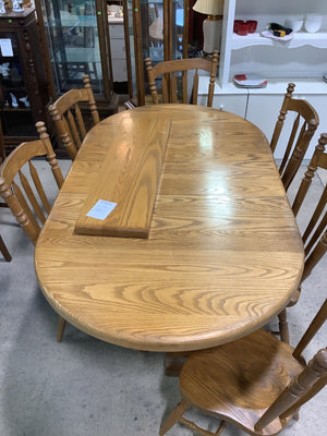 Solid Oak Dining Table with 6 Chairs