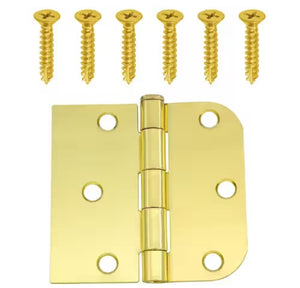 3-inch x 3-3/16-inch with 5/8-inch Radius Polished Brass Reversible Door Hinge (2-Pack)