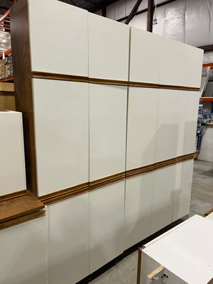 White Melamine Kitchen with Wood Accents