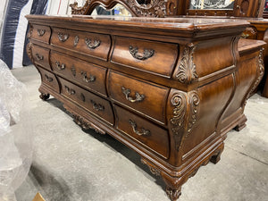 Antique Style Dresser w/ Ornate Details and Mirror