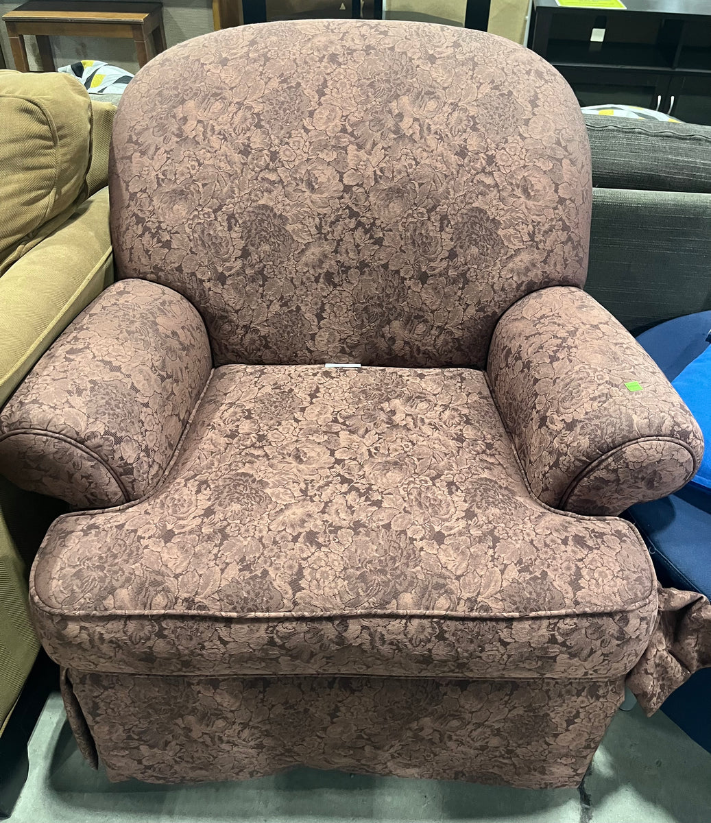 Red Floral Print Swivel Armchair Habitat for Humanity Greater Ottawa