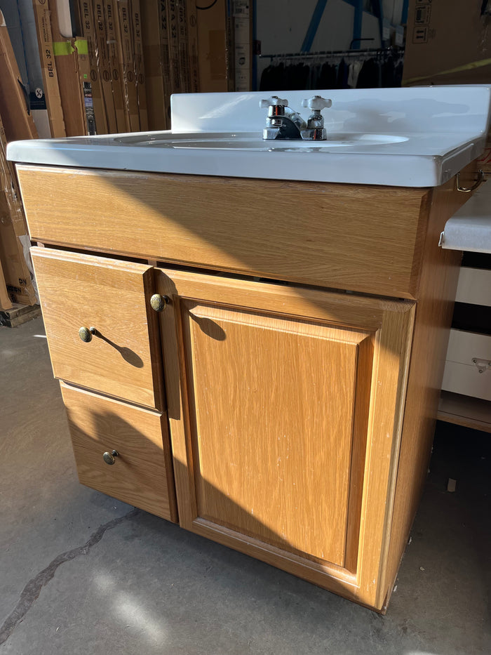 Light Oak Vanity with Large Sink