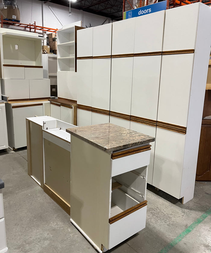 White Melamine Kitchen with Wood Accents