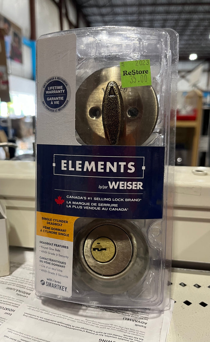 Weiser Elements SmartKey Mechanical Deadbolt (Antique Brass)