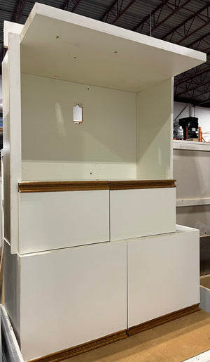 White Melamine Kitchen with Wood Accents