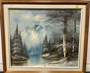 Winter Mountains and Forest Scene