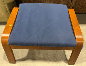 Blue Ottoman with Wood Frame