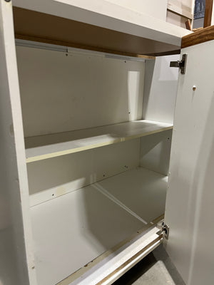 White Melamine Kitchen with Wood Accents