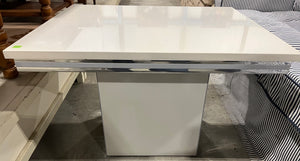 Glossy White Side Table with Rectangular Base
