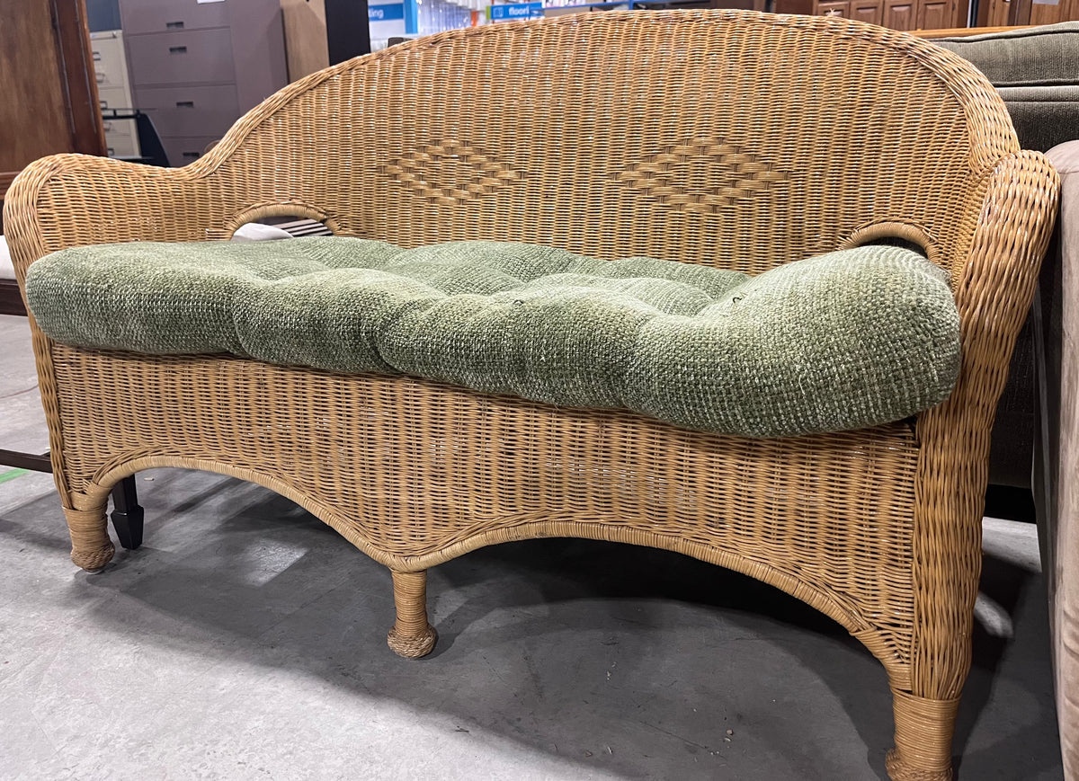 Light Wicker Couch with Olive Green Seat Habitat for Humanity Greater