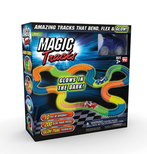 Magic Tracks 10 Foot Glow in The Dark Bendable Flexible Racetrack with LED Light-Up Race Car