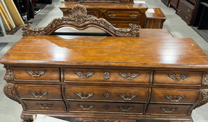 Antique Style Dresser w/ Ornate Details and Mirror