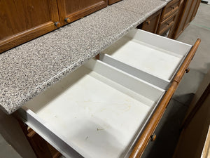 Wooden Kitchen with Multicoloured Countertop