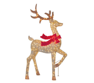 Lighted LED Deer Family with Red Bow, Set of 3