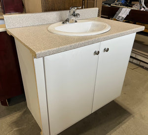 White Bath Vanity with Sink and Tap