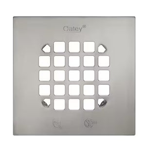 Oatey 4-1/4 in. Square Universal Snap-in Shower Strainer in Brushed Nickel