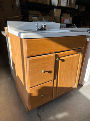 Light Oak Vanity with Large Sink