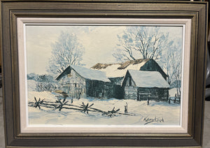 Snowy Farmhouse Painting