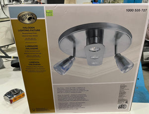15-inch 3-Light Brushed Nickel Round Flushmount Track Lighting Kit with Adjustable Cylinder Heads