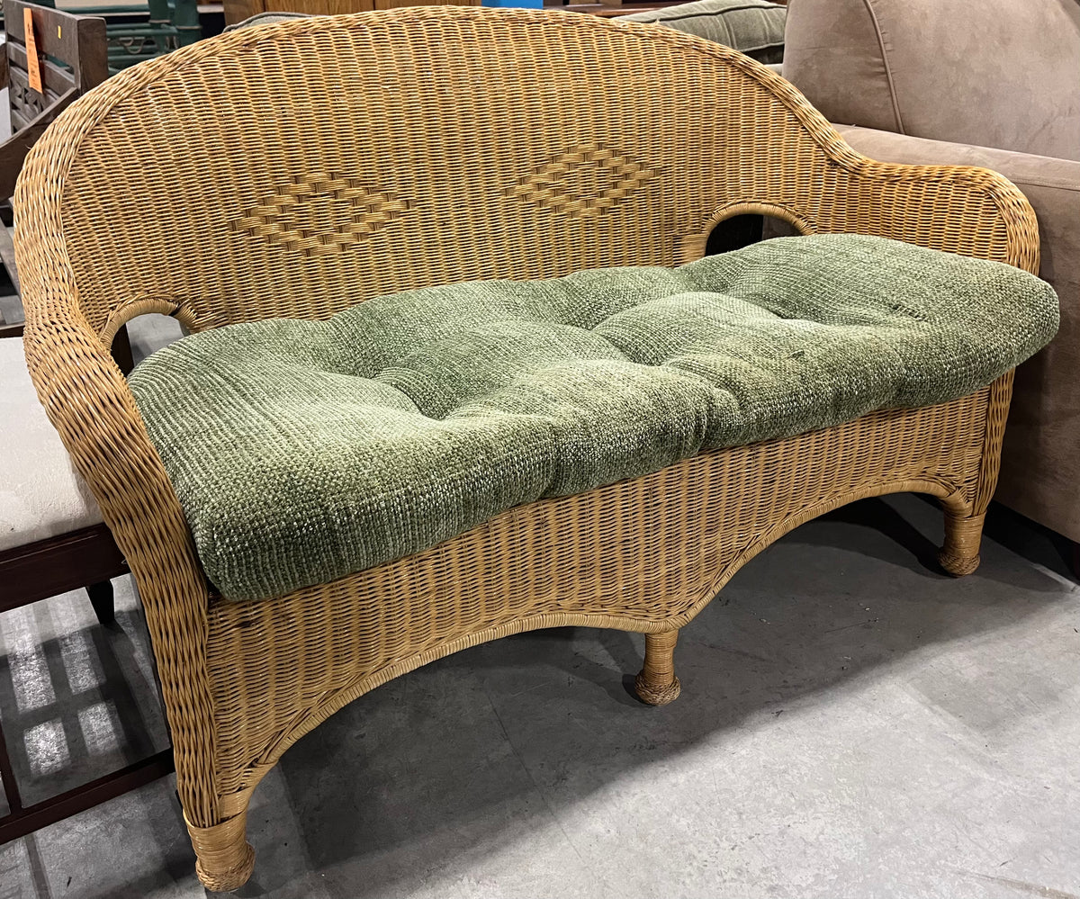 Light Wicker Couch with Olive Green Seat Habitat for Humanity Greater