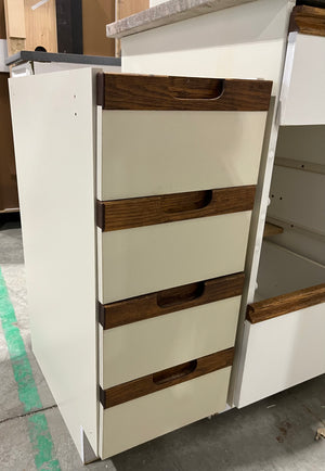 White Melamine Kitchen with Wood Accents