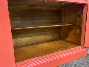 Professionally Refurbished Salmon Coloured Buffet & Hutch with Gold Hardware