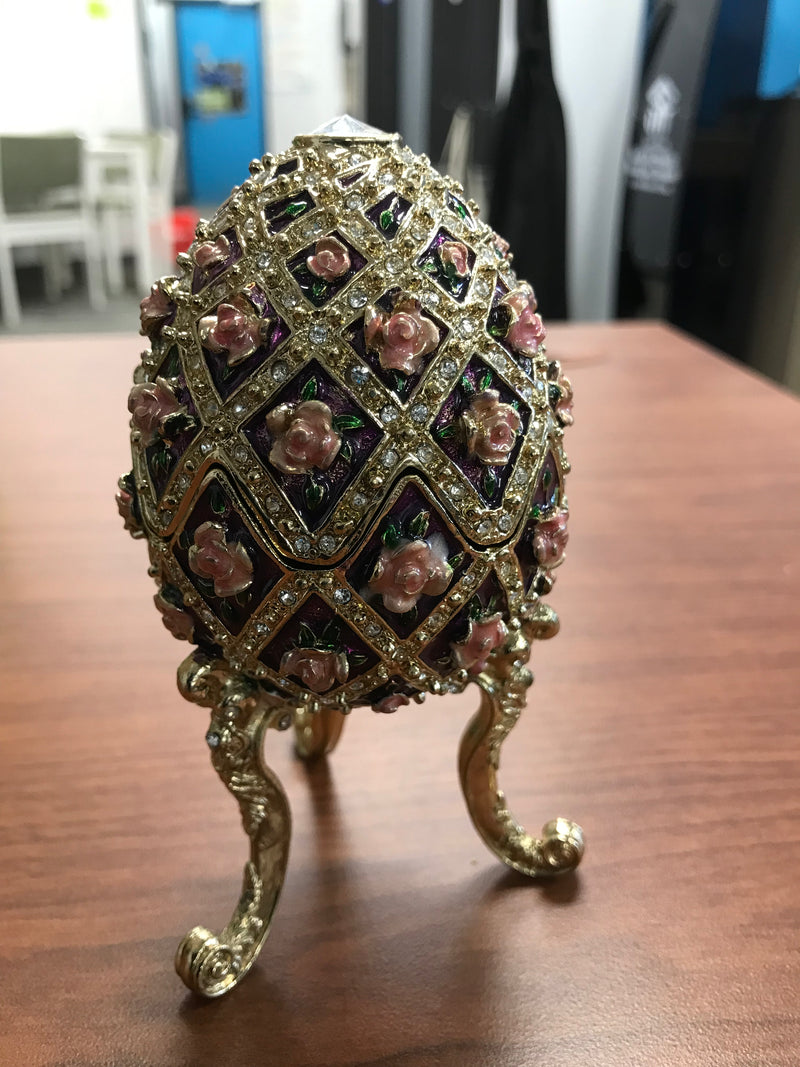 Musical Floral Flower Design Metal Trinket Box