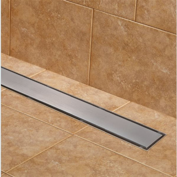 Designline 24 in. Stainless Steel Linear Shower Drain with Square Pattern  Drain Cover
