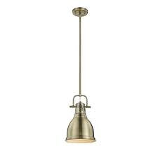 Small Pendant Light with Rod - Aged Brass