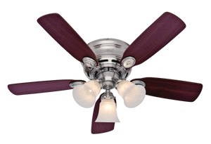 Hunter Low Profile Reversible 5-Blade 3-Speed Ceiling Fan with Lighting, 42-in, Maple/Cherry