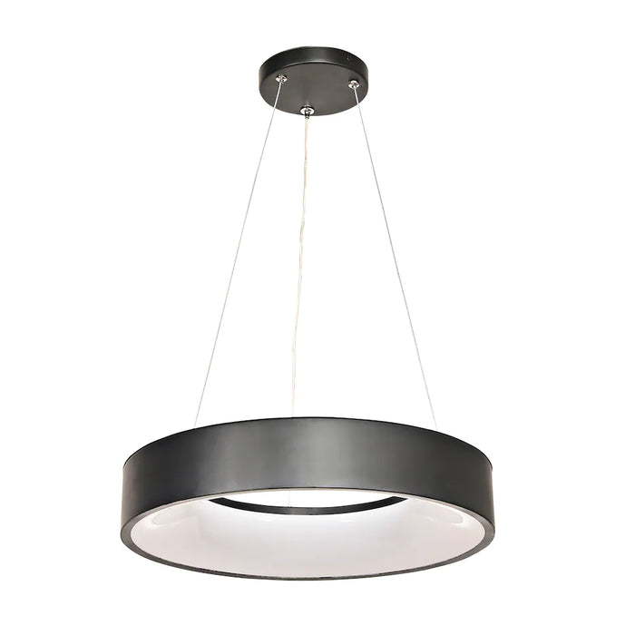 Integrated LED Circular Pendant Light Fixture in Matte Black Finish