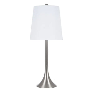 Greyton 22.5-inch H 1-Light Brushed Nickel Table Lamp with White Empire Linen Shade