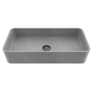 VIGO Concreto Stone Grey Concrete Vessel Rectangular Bathroom Sink