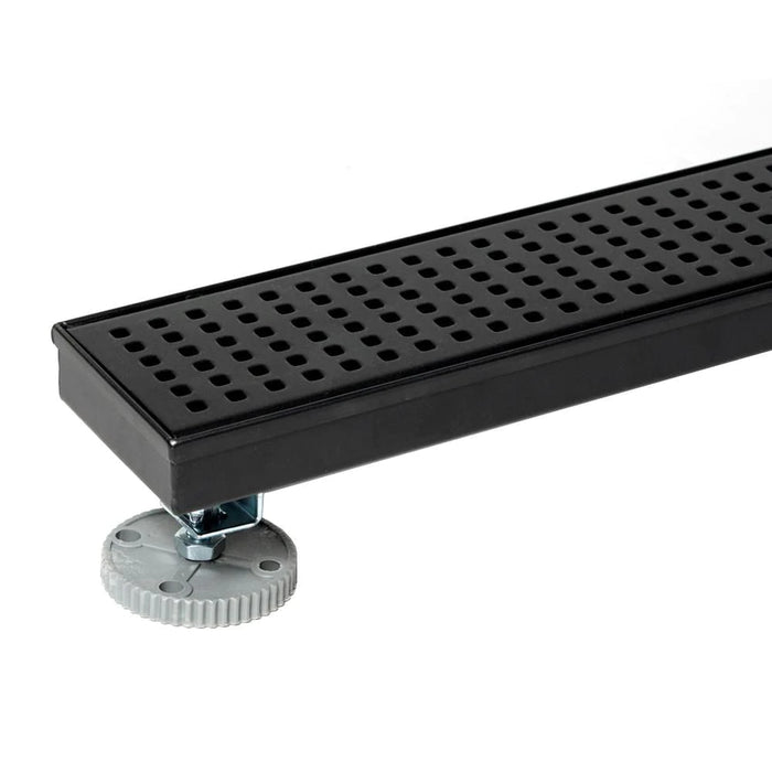 Oatey Designline 24 in. Stainless Steel Linear Shower Drain with Square Pattern Drain Cover in Matte Black