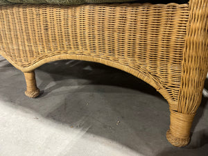 Light Wicker Couch with Olive Green Seat