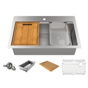 31.5 Inch Dualmount Single Bowl 18-Gauge Stainless Steel Kitchen Sink