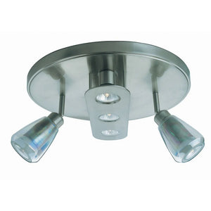 15-inch 3-Light Brushed Nickel Round Flushmount Track Lighting Kit with Adjustable Cylinder Heads