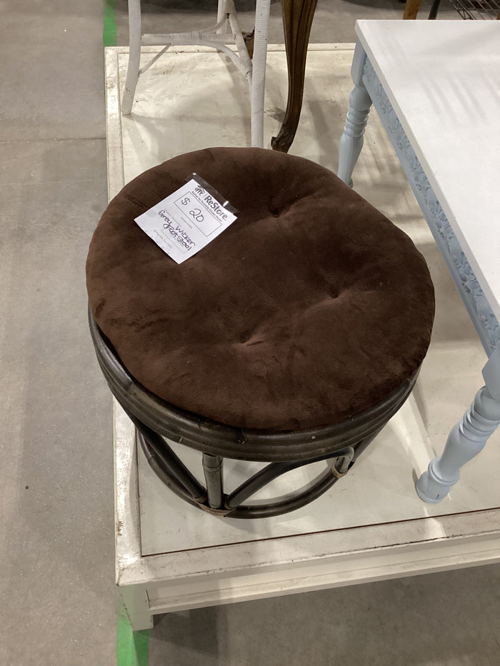Grey Wicker Footstool