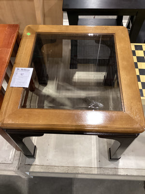 Brown wood and Glass Side Table