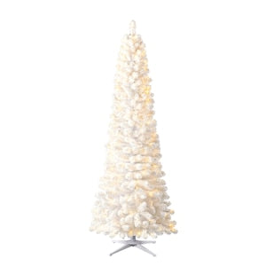 Pre-Lit White Tinsel Pine Christmas Tree