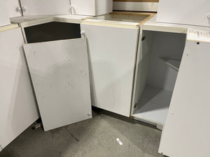 Melamine White Kitchen with White Plastic Knobs & Extra Cabinet Door