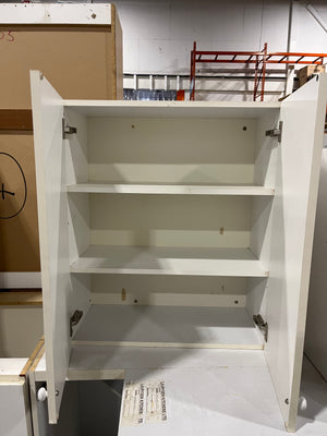 Melamine White Kitchen with White Plastic Knobs & Extra Cabinet Door