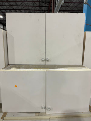 Melamine White Kitchen with White Plastic Knobs & Extra Cabinet Door